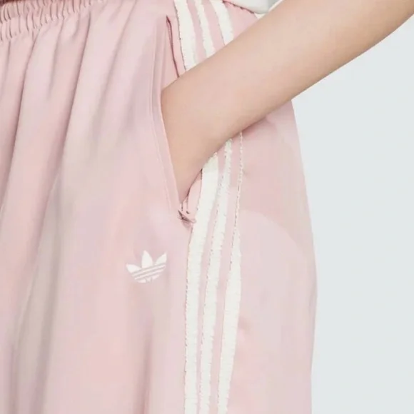 ADIDAS ORIGINALS SATIN WIDE LEG PANTS RUFFLE 3-STRIPES Women’s L New - Picture 3 of 11